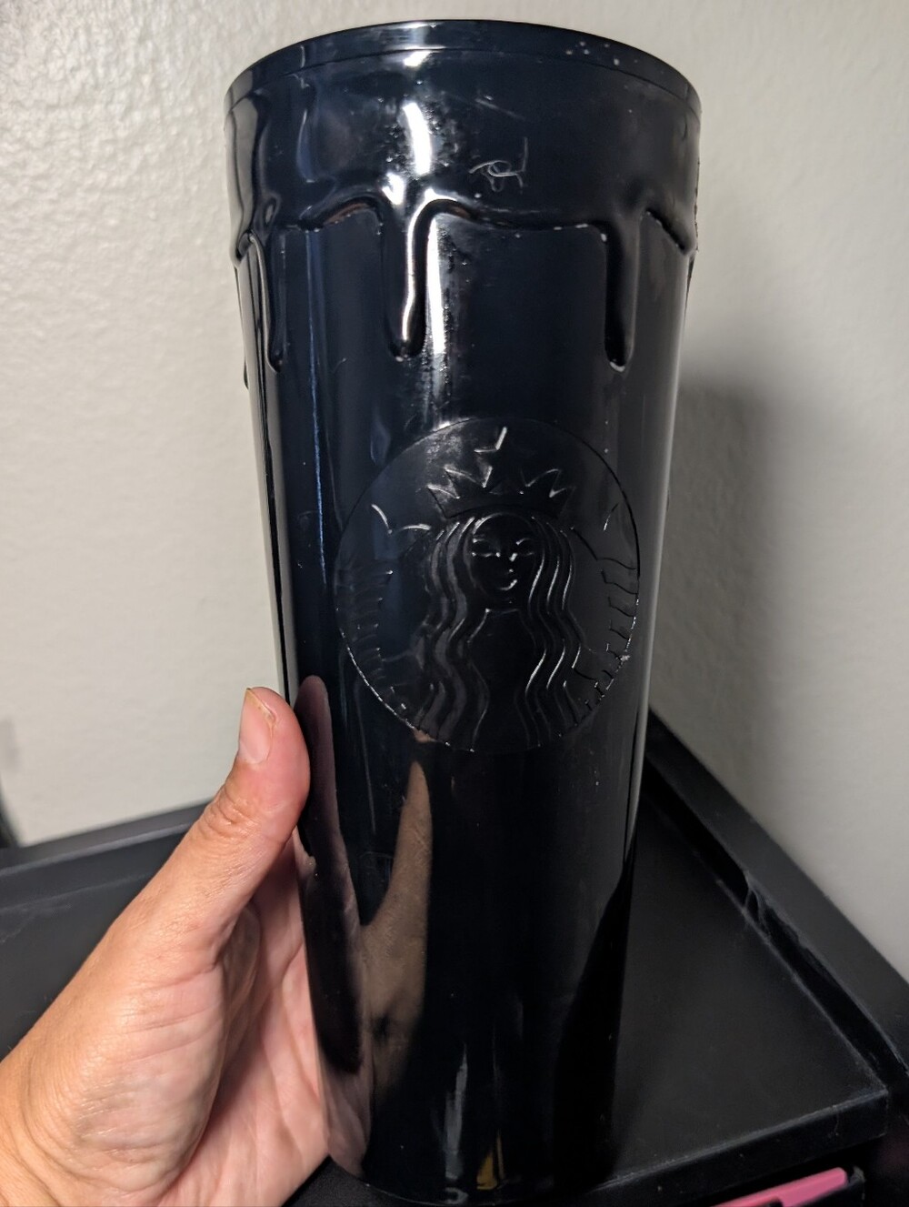 Starbucks Black Drip Logo Tumbler - Sleek Gloss Finish